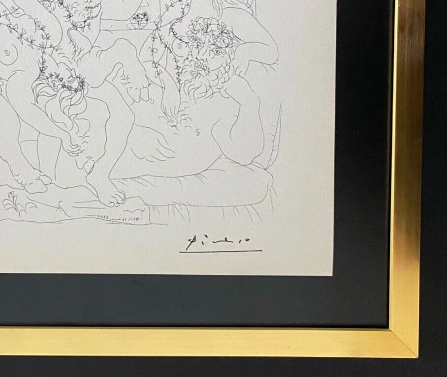 PABLO PICASSO 1955 ARTISTIC FIGURE SIGNED PRINT FRAMED - 3
