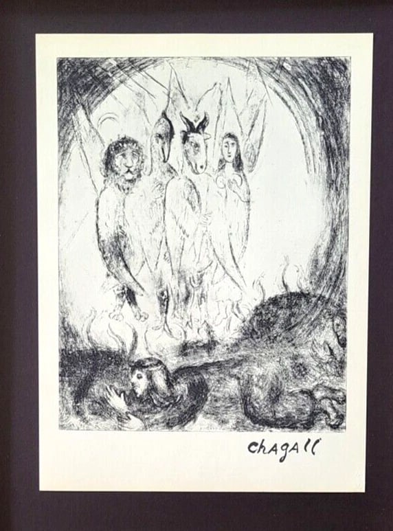 MARC CHAGALL + 1957 AWESOME SIGNED PRINT MOUNTED IN NEW FRAME + BUY IT NOW !! - 2