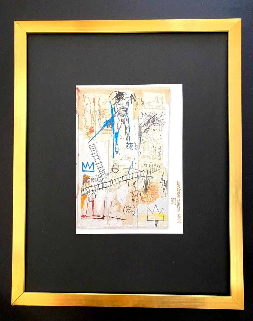 JEAN MICHEL BASQUIAT + SIGNED " GRAFFITI " PRINT FRAMED + BUY IT NOW! (1 of 2)