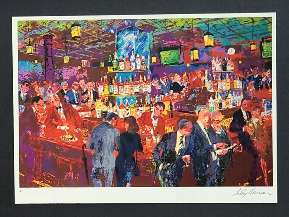 LEROY NEIMAN, 1980's VINTAGE SIGNED PRINT FRAMED " WALL STREET BAR " - 2
