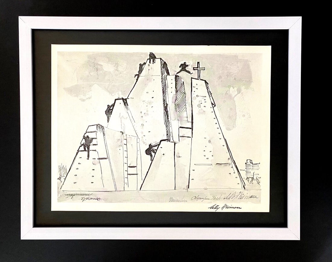LEROY NEIMAN + 1972 Olympics VINTAGE SIGNED PRINT FRAMED + MUNICH + AT THE PARK: We have for Sale this LEROY NEIMAN AWESOME 1972 PRINT AFTER THE SERIGRAPH " AT THE PARK IN MUNICH 1972" FASCIMILE SIGNED IN INK MONOCHROMATIC PRINT SIZE OF THE PRINT IS ABOUT: 9 X 11 in FRAME COVERS A