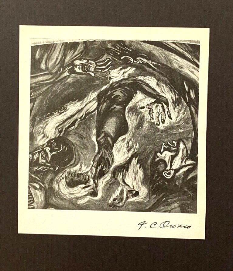 JOSE CLEMENTE OROZCO + ORIGINAL 1942 SIGNED VINTAGE PRINT + FRAMED + MEXICO! - 2
