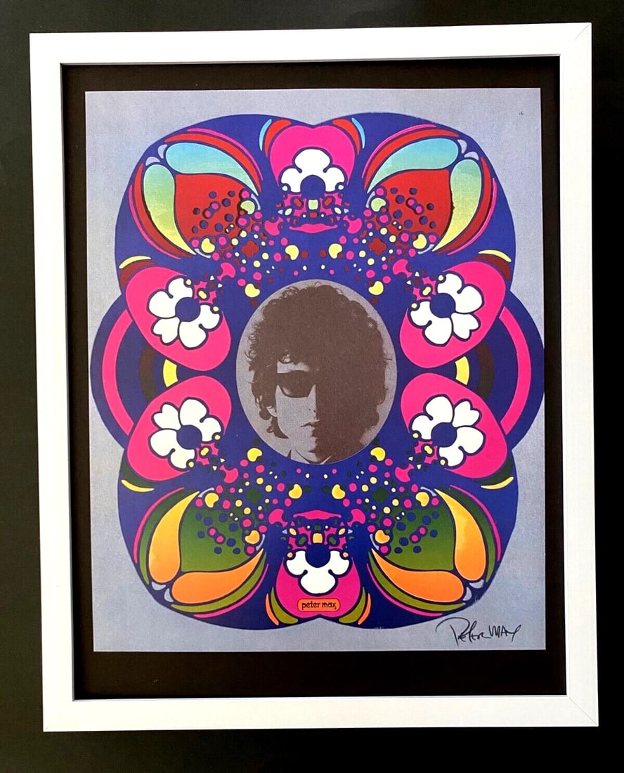 PETER MAX + BEAUTIFUL + BOB DYLAN POP ART SIGNED PRINT + NEW FRAME! (1 of 2)