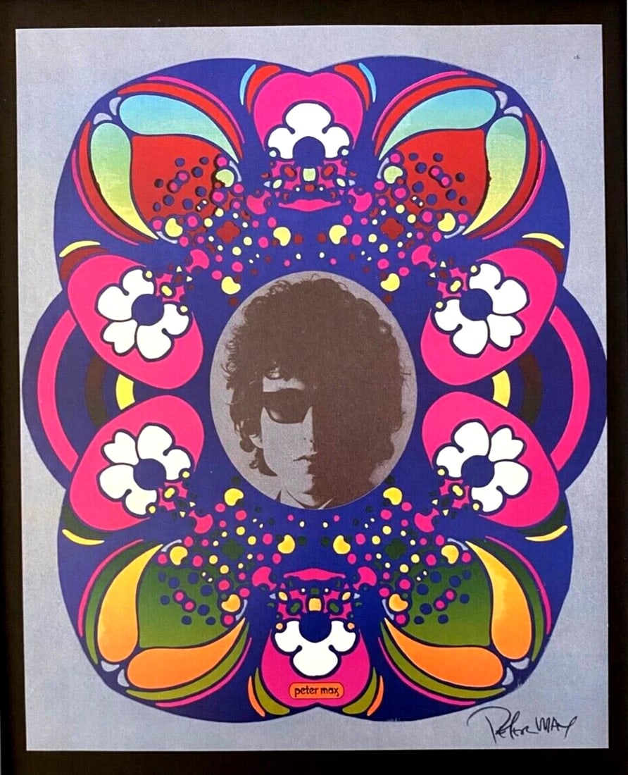 PETER MAX + BEAUTIFUL + BOB DYLAN POP ART SIGNED PRINT + NEW FRAME! - 2
