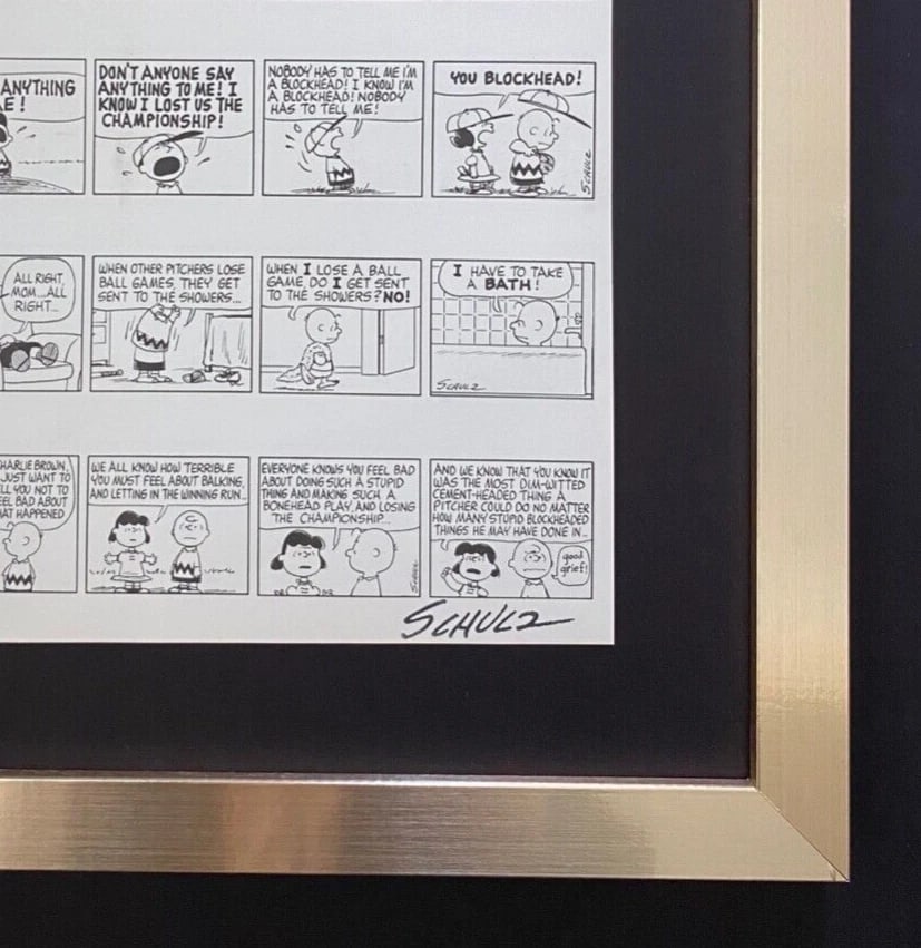 Charles Schulz Snoopy Peanuts 1968 Signed Vintage Print New Frame - 2