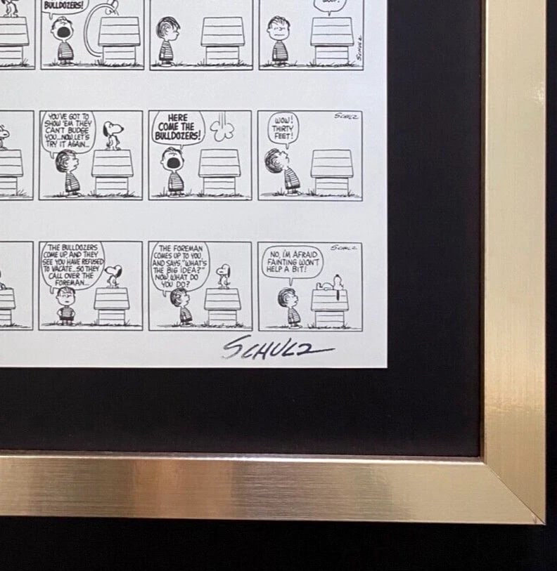 Charles Schulz Snoopy Peanuts 1968 Signed Vintage Print New Frame - 2