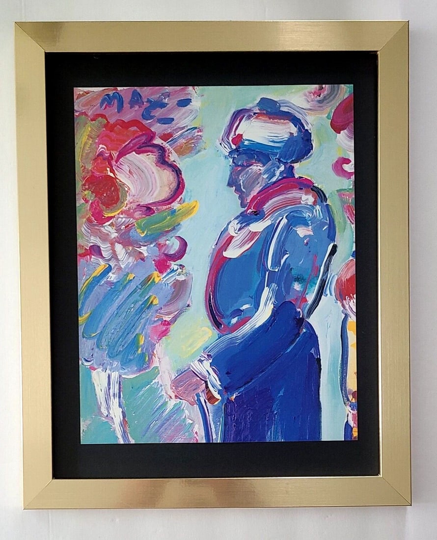 PETER MAX + COLORFUL + 1990'S SIGNED PRINT + NEW GOLDEN FRAME: We have for Sale this Print After PETER MAX AWESOME VINTAGE PRINT ON GLOSSY PAPER SIGNED ON THE PLATE FULL OF COLOR PRINT SIZE OF THE PRINT IS ABOUT : 10 X 8 in FRAME COVERS AN AREA OF 15 X 12 in MOUN