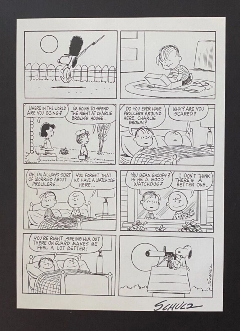 Charles Schulz Snoopy Peanuts 1960's Signed Vintage Print Framed - 2