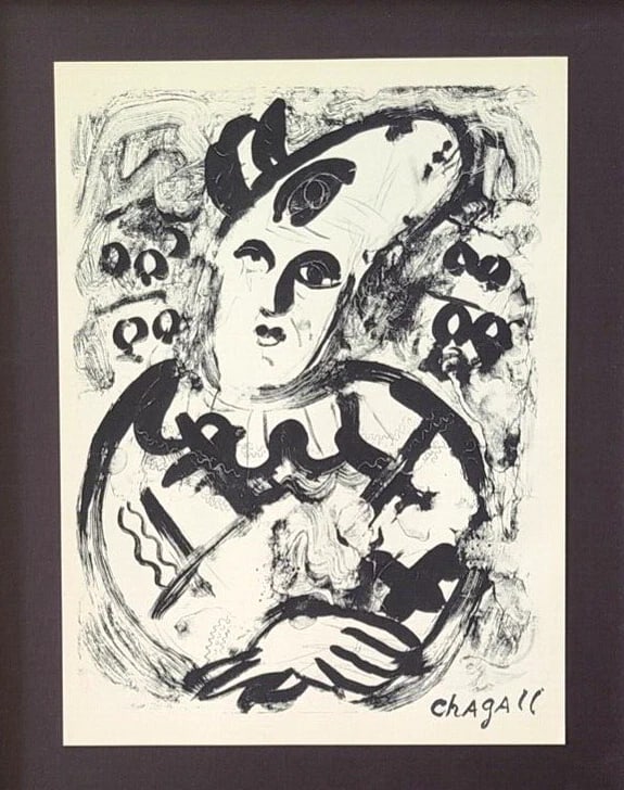 MARC CHAGALL + 1957 BEAUTIFUL SIGNED PRINT MOUNTED IN NEW FRAME + BUY IT NOW - 2