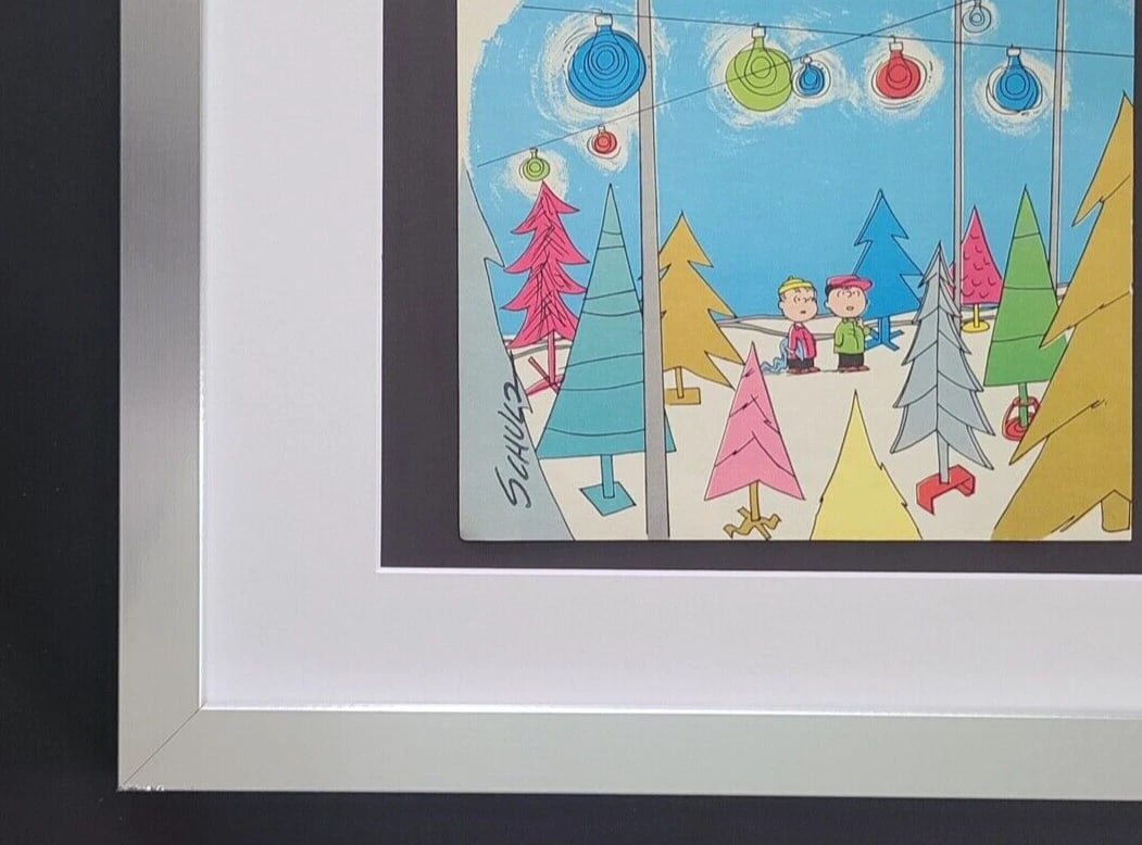 Charles Schulz Snoopy Peanuts Signed 1968 Christmas Cartoon Print Framed - 2