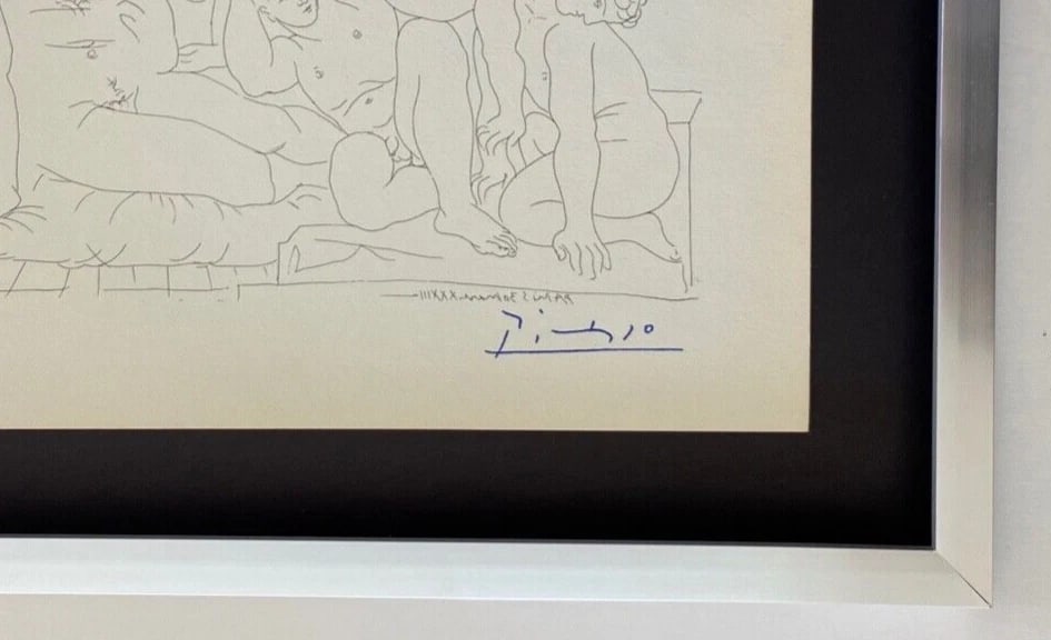 PABLO PICASSO +1955 SIGNED SUPERB ARTISTIC FIGURES PRINT FRAMED + LIST $895 - 3