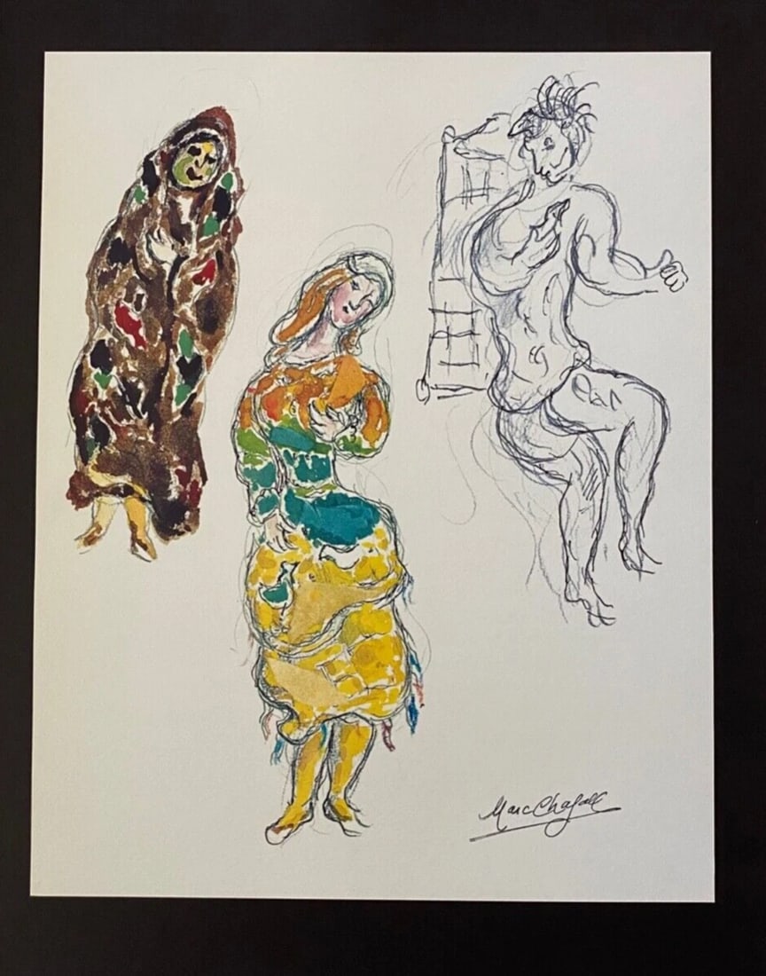 MARC CHAGALL + 1971 BEAUTIFUL SIGNED PRINT FROM FRANCE + BALLET + FRAMED - 2