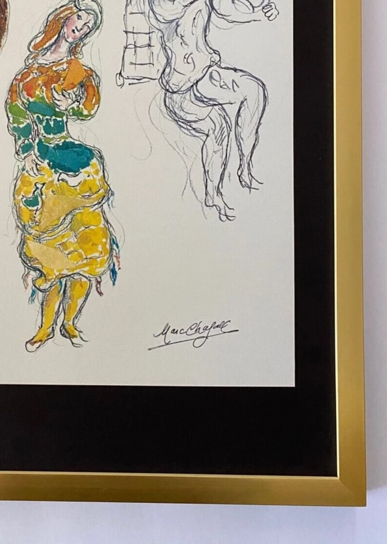 MARC CHAGALL + 1971 BEAUTIFUL SIGNED PRINT FROM FRANCE + BALLET + FRAMED - 3