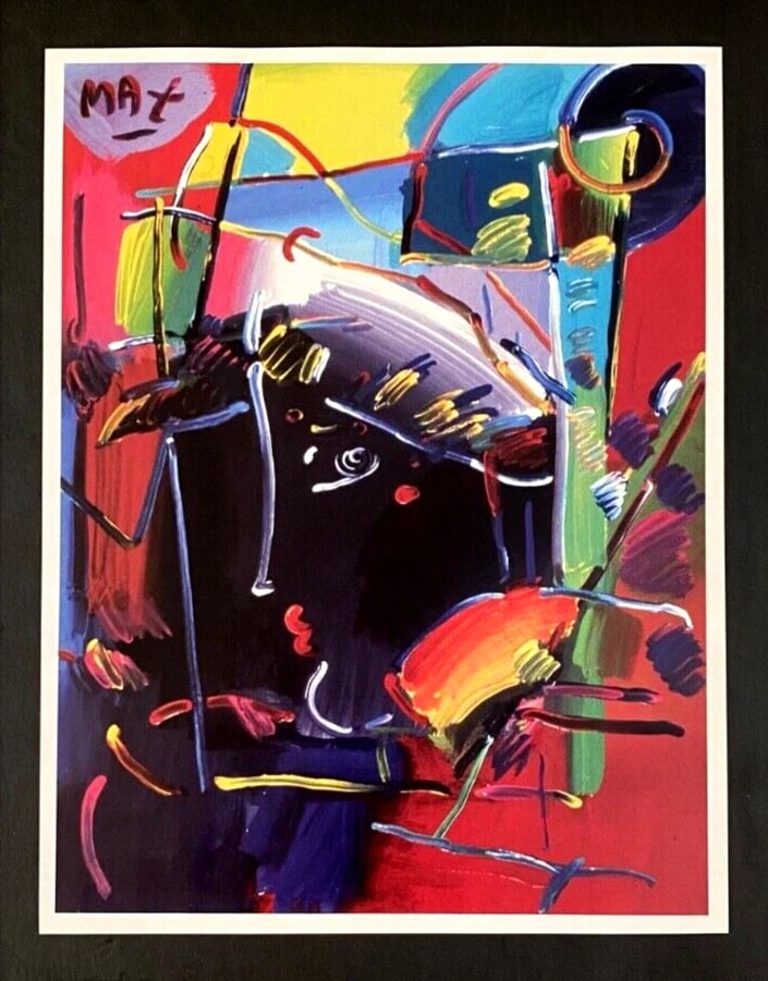 PETER MAX + BEAUTIFUL + POP ART SIGNED VINTAGE PRINT + NEW WHITE FRAME! - 2