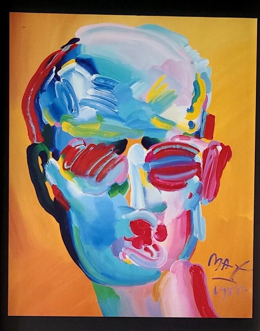 PETER MAX + POP ART + 1980'S SIGNED PRINT + NEW GOLDEN FRAME - 2