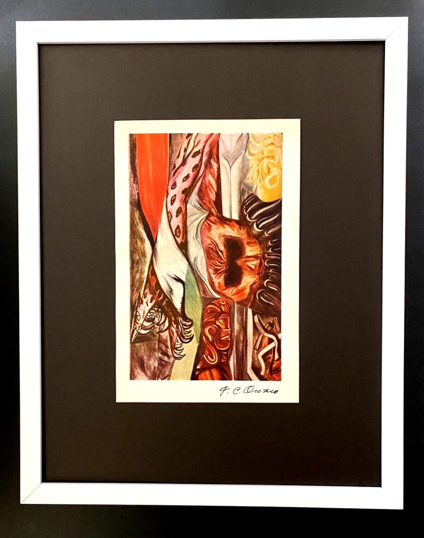 JOSE CLEMENTE OROZCO + ORIGINAL 1942 SIGNED VINTAGE PRINT + FRAMED + MEXICO (1 of 2)