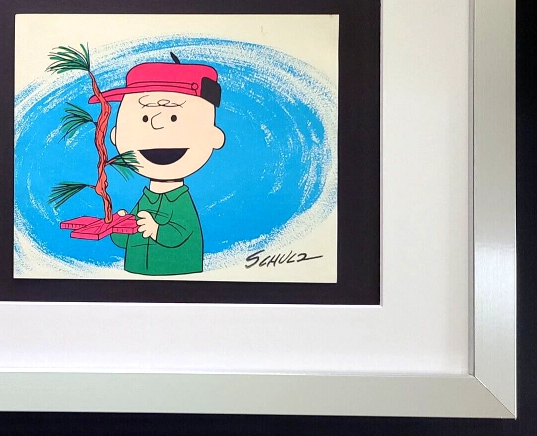 Charles Schulz Snoopy Peanuts Signed 1968 Christmas Cartoon Print Framed - 2