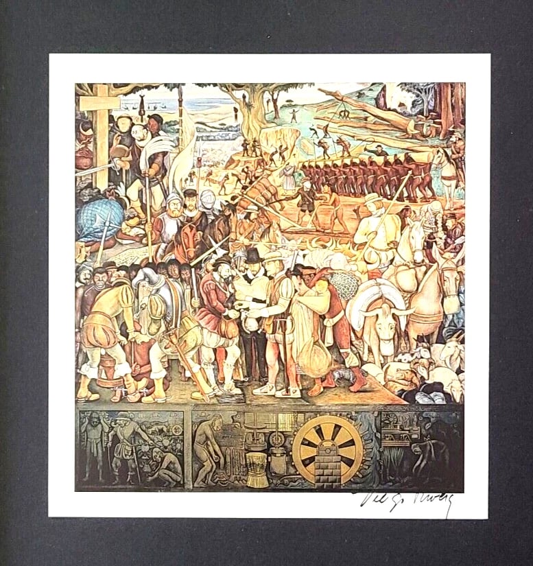 DIEGO RIVERA | VINTAGE BEAUTIFUL PRINT from MEXICO + 14x11in. + FRAMED - 2