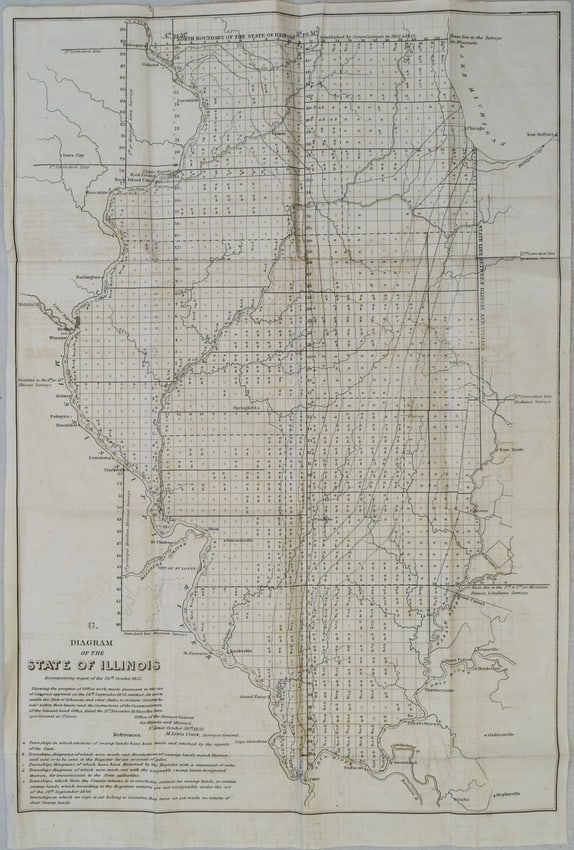 1852 Survey Map of Illinois -- G. Diagram of the State of Illinois (1 of 1)