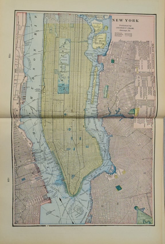 1902 Cram Map of New York City [verso] Washington DC [verso] Baltimore -- New York [verso]: Title:1902 Cram Map of New York City [verso] Washington DC [verso] Baltimore -- New York [verso] Washington] and [verso] Baltimore,li>Cartographer:G Cram Year/Place:1902, Chicago Map Dimension (in.):1