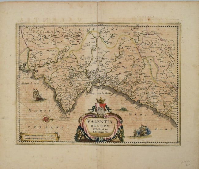 1640 Janssen Map of Valencia, Spain -- Valentia Regnum Contestani, Ptol. Edentani, Plin.: Title:1640 Janssen Map of Valencia, Spain -- Valentia Regnum Contestani, Ptol. Edentani, Plin.,li>Cartographer:J Jansson Year/Place:1640, Amsterdam Map Dimension (in.):13.9x18.9 in. Description:This i