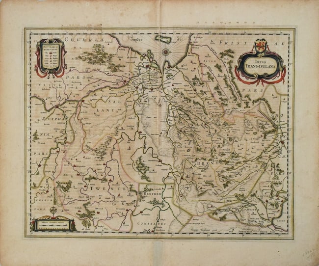 1650 Jansson Map of Northeast Netherlands -- Ditio Trans-Isulana: Title:1650 Jansson Map of Northeast Netherlands -- Ditio Trans-Isulana,li>Cartographer:J. Jansson Year/Place:1650 c., Amsterdam Map Dimension (in.):15x19.2 in. Description:This is wonderful map of nor