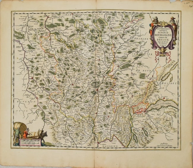 1656 Jansson Map of Central and Western France -- Gouvernement General du Duche de Bourgogne, Comte: Title:1656 Jansson Map of Central and Western France -- Gouvernement General du Duche de Bourgogne, Comte de Bresse,li>Cartographer:J Jansson Year/Place:1656; Amsterdam Map Dimension (in.):16.6 X 20.4
