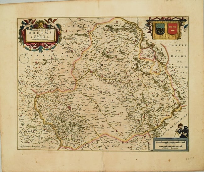 1656 Jansson Map of Reims Area and Northern France -- Dioecese de Rheims et le Pais de Rethel: Title:1656 Jansson Map of Reims Area and Northern France -- Dioecese de Rheims et le Pais de Rethel,li>Cartographer:J Jansson Year/Place:1656; Amsterdam Map Dimension (in.):15.2 X 19.1 in Description: