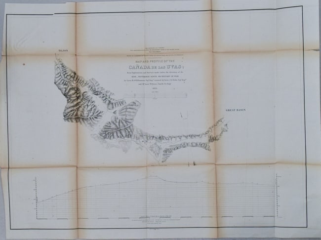 1853 Williamson Map of California's Tejon Pass Region -- Map and Profile of the Ca?ada de las Uvas :: Title:1853 Williamson Map of California's Tejon Pass Region -- Map and Profile of the Ca?ada de las Uvas : from explorations and surveys made under the direction of the Hon. Jefferson Davis, Secretary