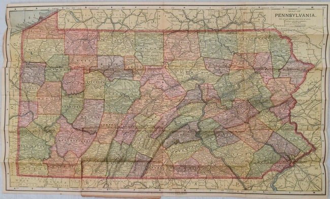 1886 Matthews Map of Pennsylvania -- Map of Pennsylvania: Title:1886 Matthews Map of Pennsylvania -- Map of Pennsylvania,li>Cartographer:Matthews, Northrup & Co. Year/Place:1886, Buffalo Map Dimension (in.):11.8 X 19.7 in. Description:This is a superb foldin