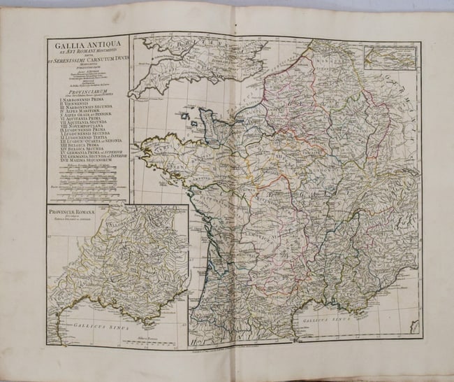 1760 d'Anville Map of France during Roman Times -- Gallia Antiqua Ex Aevi Romai Monumentis Eruta et: Title:1760 d'Anville Map of France during Roman Times -- Gallia Antiqua Ex Aevi Romai Monumentis Eruta et Serenissimi Carnutum Ducis . . .,li>Cartographer:J d'Anville Year/Place:1760 London Map