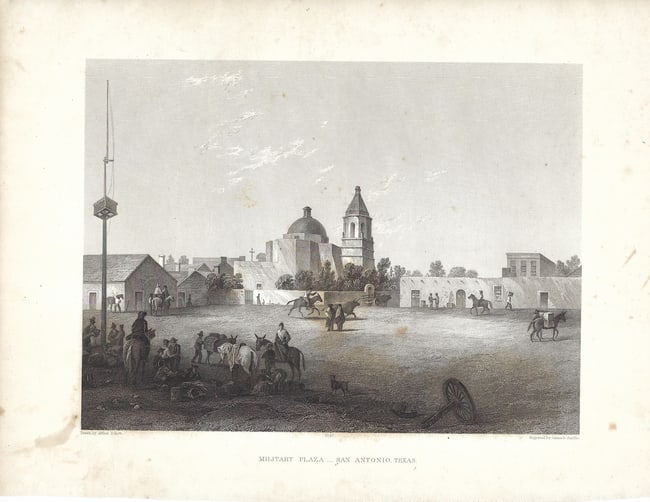 1858 Schott/Emory View of San Antonio's Military Plaza -- Military Plaza - San Antonio Texas: Title:1858 Schott/Emory View of San Antonio's Military Plaza -- Military Plaza - San Antonio Texas,li>Cartographer:A Schott/ W Emory Year/Place:1858, Washington Map Dimension (in.):6.2 X 8.5 in. Descr