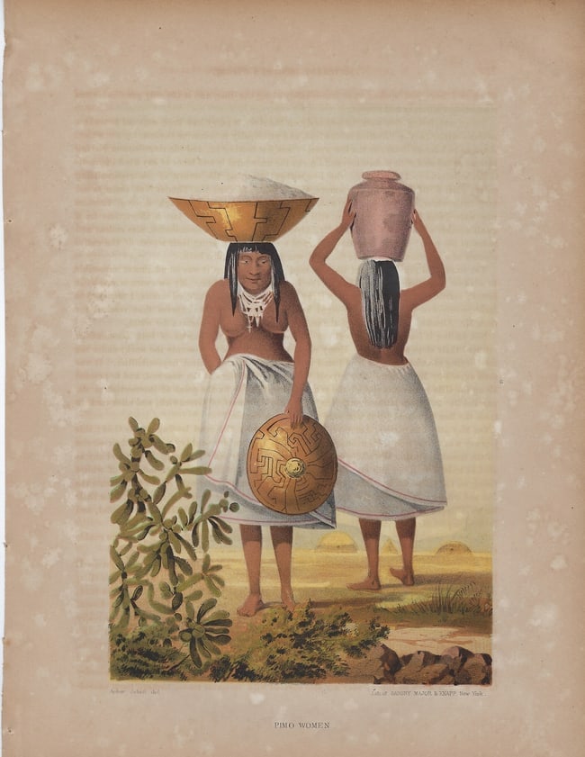 1858 Lithograph of Two Pimo Native American Women -- Pimo Women: Title:1858 Lithograph of Two Pimo Native American Women -- Pimo Women,li>Cartographer:W Emory/A Schott Year/Place:1858, Washington Map Dimension (in.):8.4 X 5.5 in. Description:This is a lovely lithog