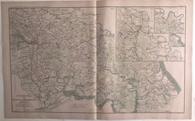 1893 Cowles Civil War Map of Vicinity of Richmond to the York River (1 of 1)
