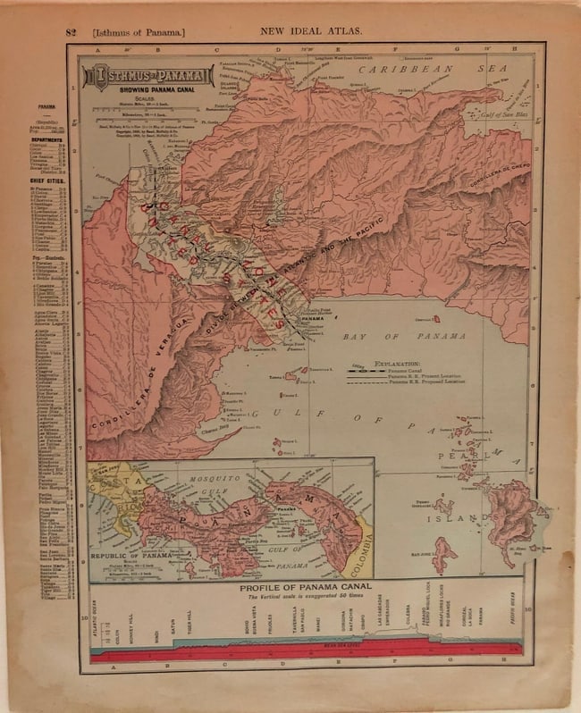 1916 Rand McNally Map of the Isthmus of Panama [verso] Central America: Title:1916 Rand McNally Map of the Isthmus of Panama [verso] Central America,li>Cartographer:Rand McNally Year/Place:1916, Chicago Map Dimension (in.):12.3 X 9.1 in. Description:This is quite nice map