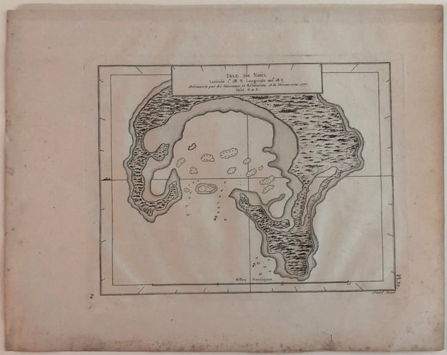 1785 Cook Map of Kiritimati formerly known as Christmas Island -- Isle de Noel: Title:1785 Cook Map of Kiritimati formerly known as Christmas Island -- Isle de Noel,li>Cartographer:Capt. J Cook Year/Place:1785, Paris Map Dimension (in.):6.8 X 8.6 in. Description:This is a nice