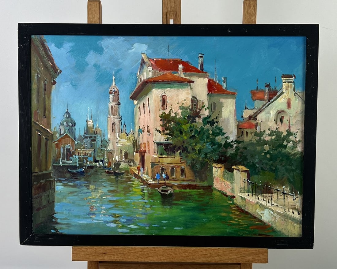 Oil painting City on the River on a Clear Day Yuriy Suprunchuk: Title: Oil painting City on the River on a Clear Day Yuriy Suprunchuk Description: AAA6568 *** ABOUT THIS PAINTING *** * TITLE: "City on the River on a Clear Day" * ARTISTS: Yuriy Suprunchuk * SIZE: