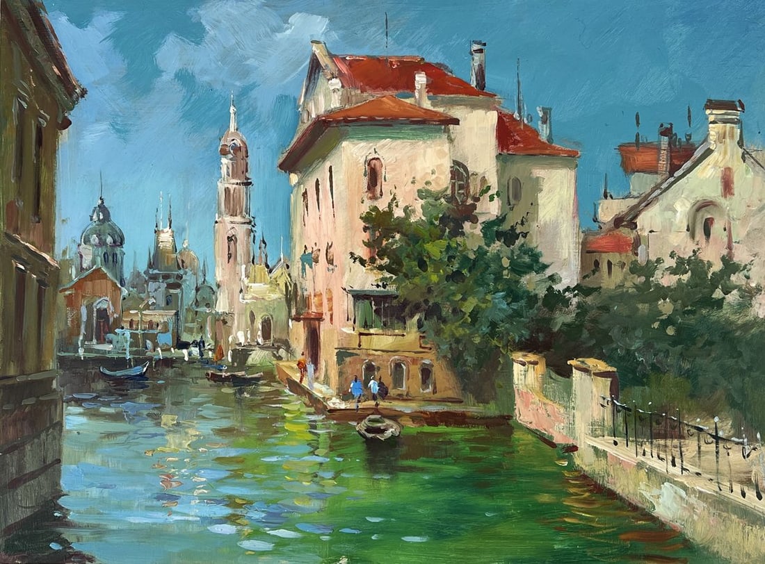 Oil painting City on the River on a Clear Day Yuriy Suprunchuk - 3