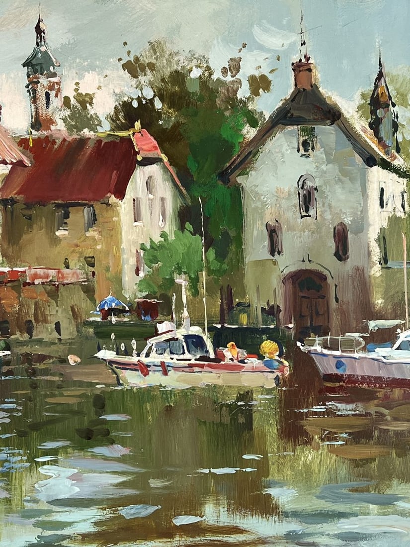Oil painting River Town on a Gloomy Day Yuriy Suprunchuk - 10
