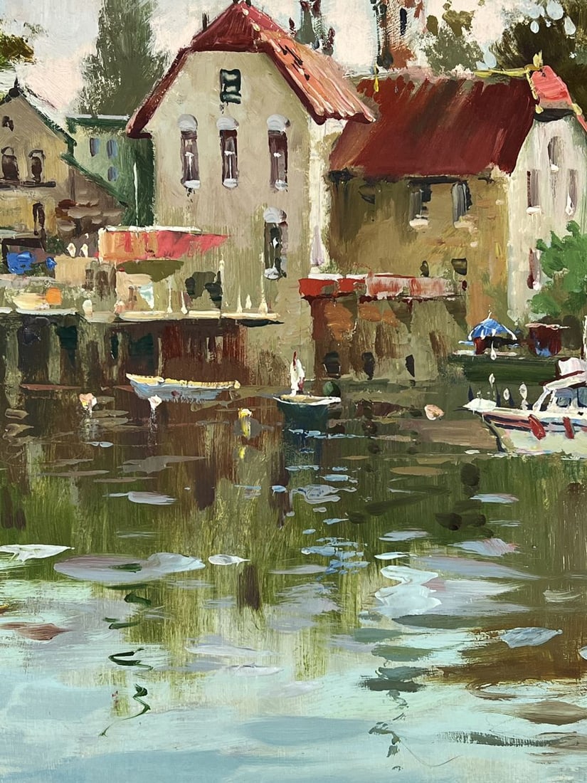 Oil painting River Town on a Gloomy Day Yuriy Suprunchuk - 6
