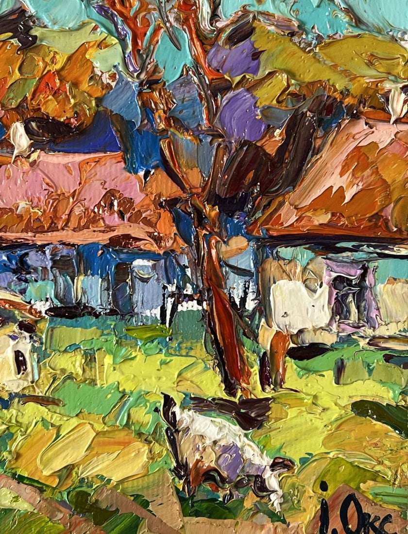 Oil painting Sunbeams in the Sunny Village Oksana Ivanyuk - 10
