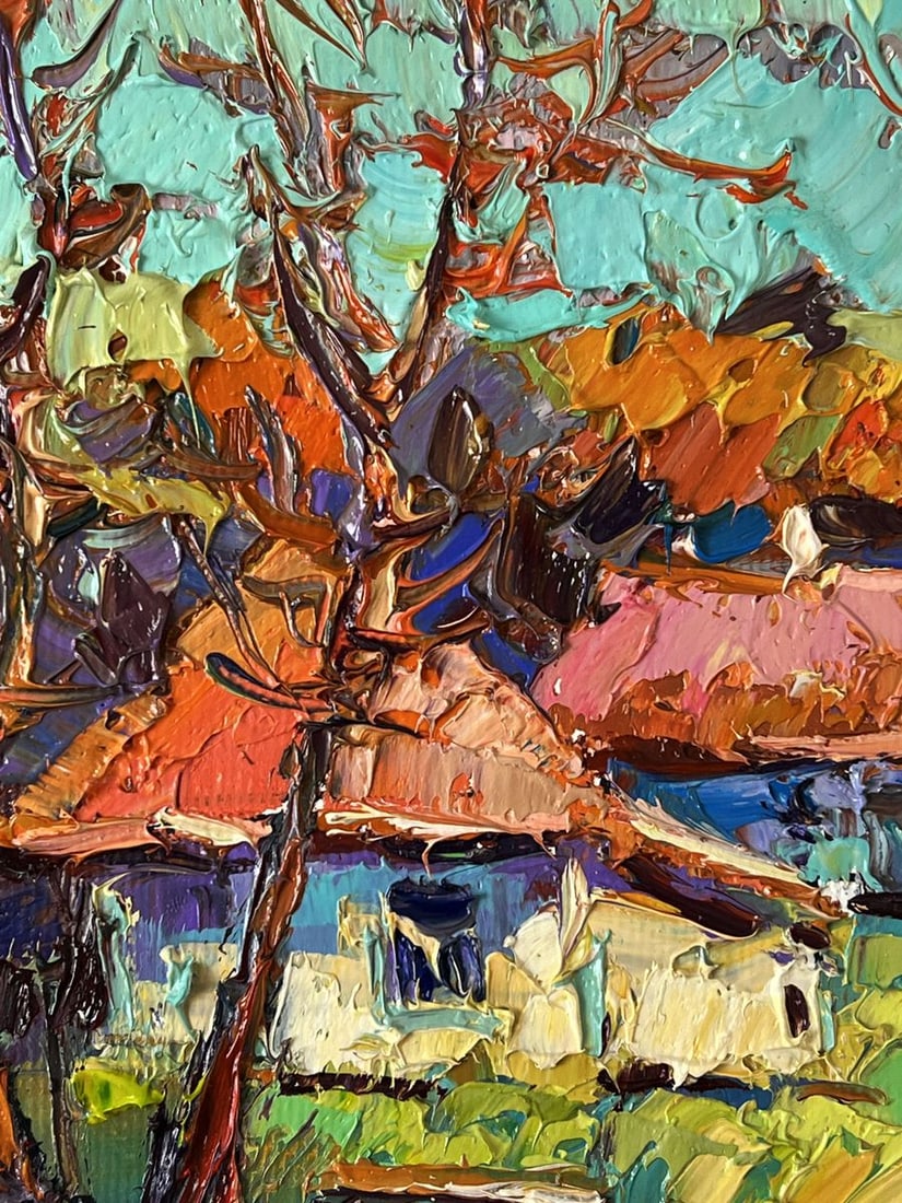 Oil painting Sunbeams in the Sunny Village Oksana Ivanyuk - 4
