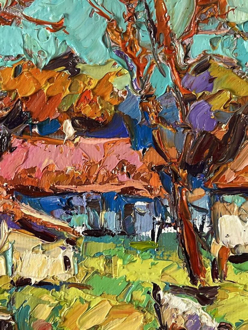 Oil painting Sunbeams in the Sunny Village Oksana Ivanyuk - 8