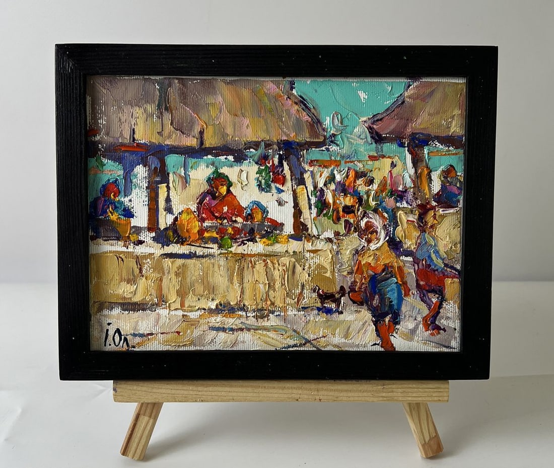 Oil painting Market Day in a Busy Village Oleksiy Ivanyuk: Title: Oil painting Market Day in a Busy Village Oleksiy Ivanyuk Description: AAA6592 Oil painting Market Day in a Busy Village Oleksiy Ivanyuk is a vivid and expressive composition that captures the