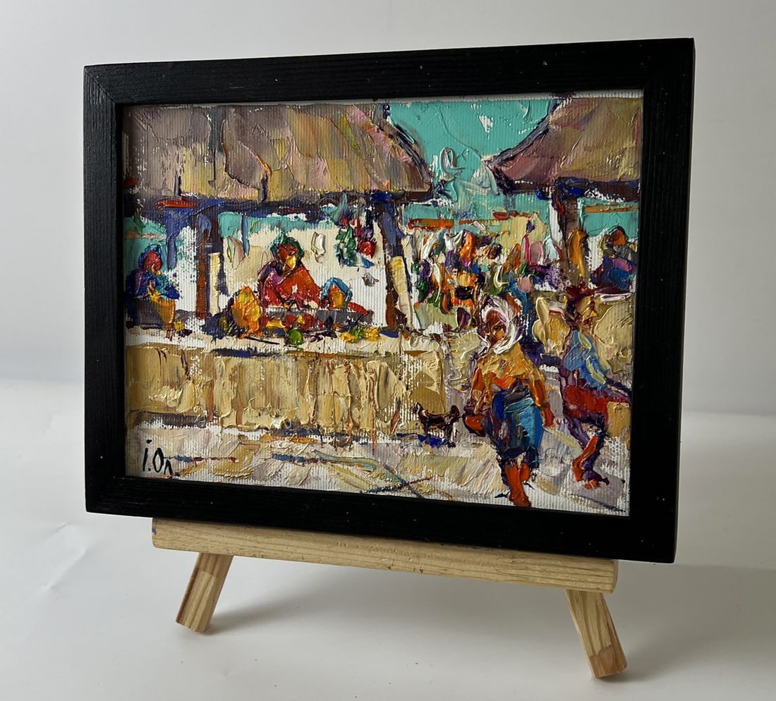 Oil painting Market Day in a Busy Village Oleksiy Ivanyuk - 2