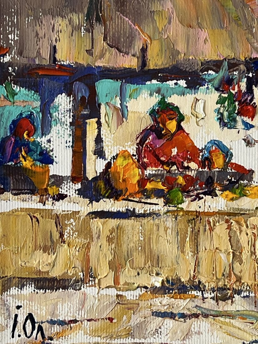 Oil painting Market Day in a Busy Village Oleksiy Ivanyuk - 4