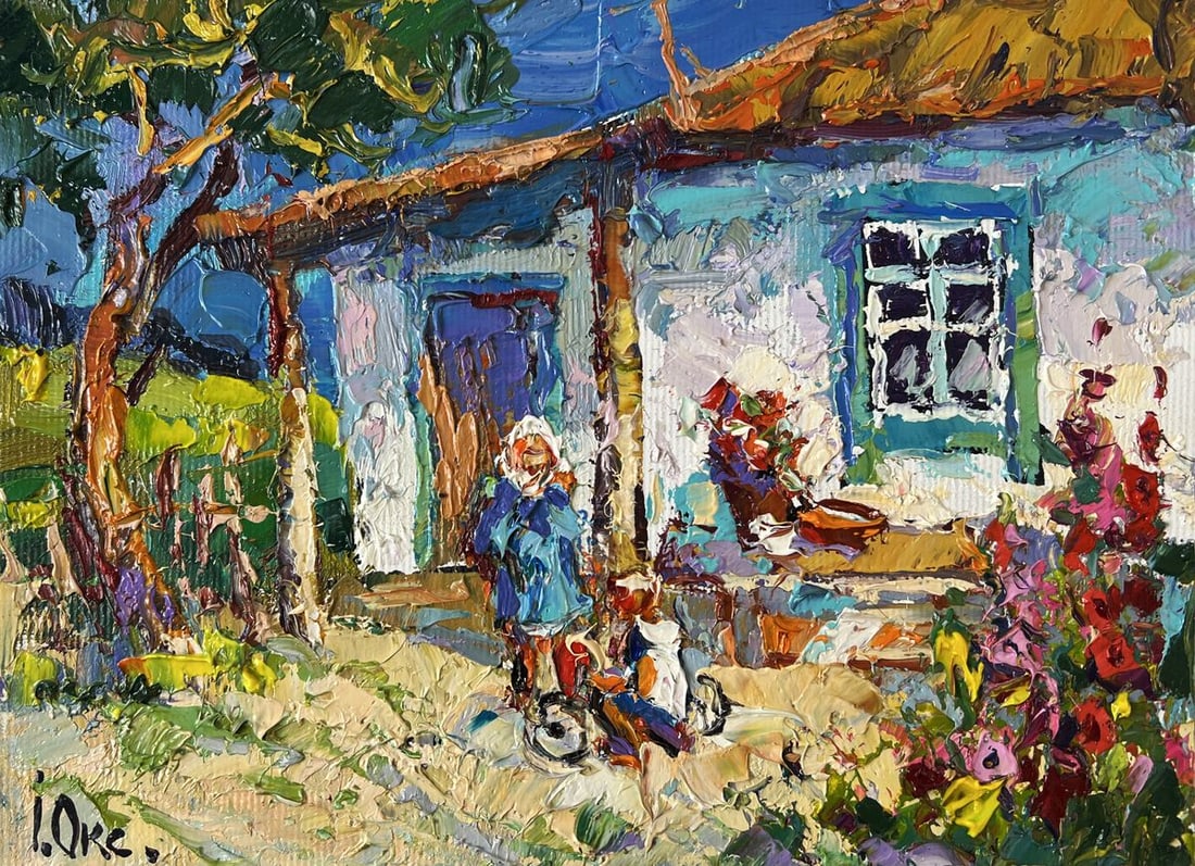Oil painting Summer in the Village on a Sunny Day Oksana Ivanyuk - 3