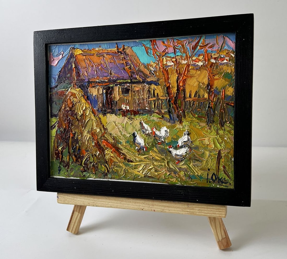 Oil painting Warm Autumn in the Village Yard Oksana Ivanyuk - 2