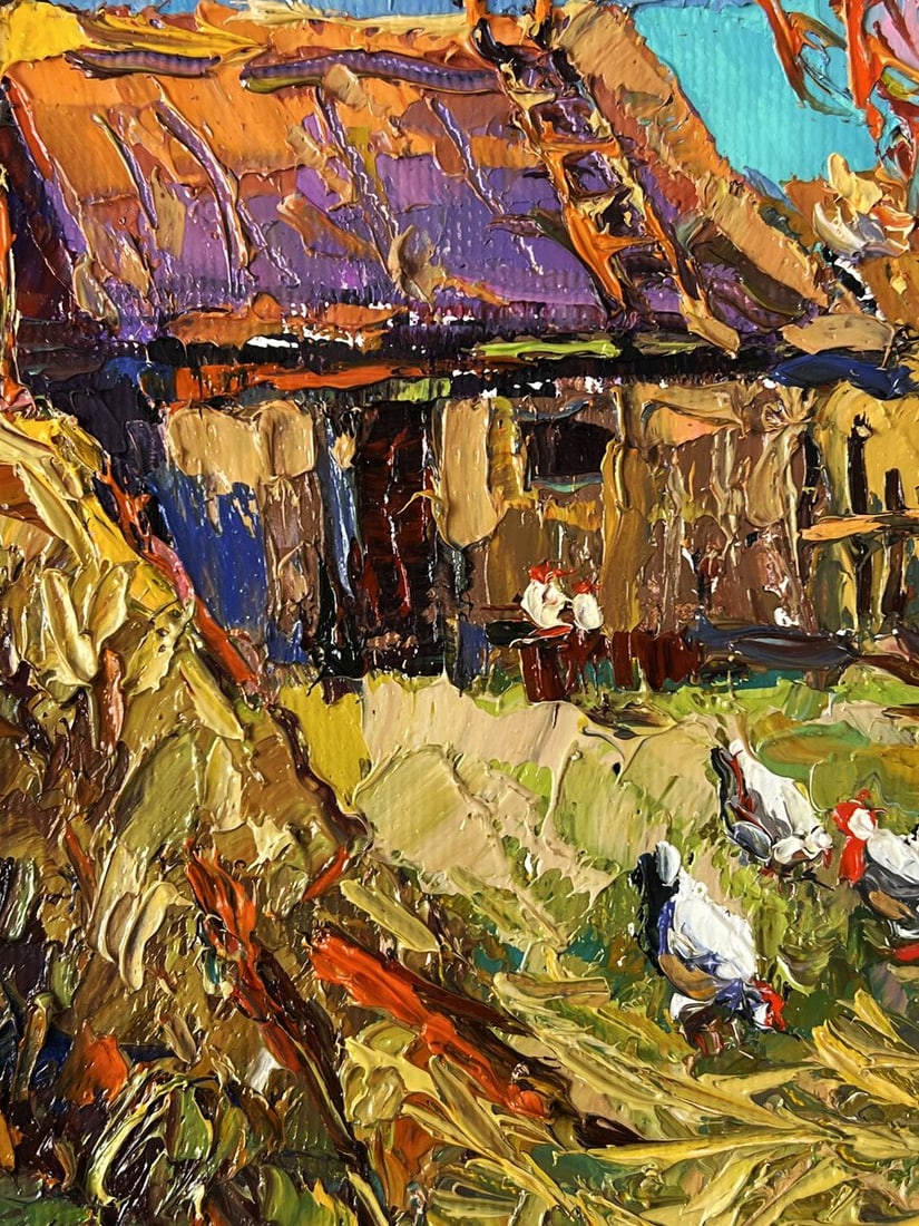 Oil painting Warm Autumn in the Village Yard Oksana Ivanyuk - 4