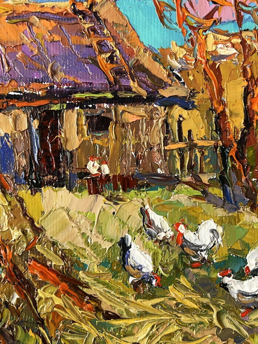 Oil painting Warm Autumn in the Village Yard Oksana Ivanyuk - 5
